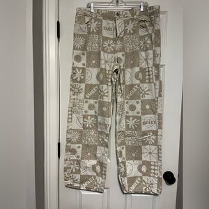 H&M Smiley Print Pants Beige & White